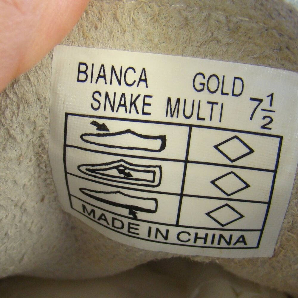 Vintage Havana Bianca gold snake white leather low top sneakers, size 7.5 - Picture 10 of 11